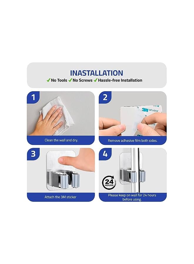 erorex Adhesive Stainless Steel Mob and Broom Holder - Image 4