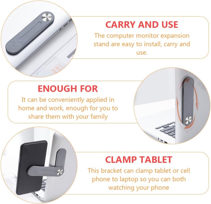 Levemolo Portable Foldable Laptop and Phone Holder Stand, Expandable Computer Monitor Bracket, Dark Gray, Compatible with Laptops and Smartphones for Home and Office Use - Image 4