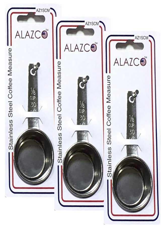 ALAZCO 3pc BPA FREE STAINLESS STEEL ALAZCO COFFEE MEASURING SCOOP 1/8 CUP (2 Tbsp | 30 ml | 30 cc | 1 oz) Holiday Baking Cooking Measuring Scoop Spice Herbs Salt Sugar Flour Cocoa Protein Powder Keto Cream - Image 3
