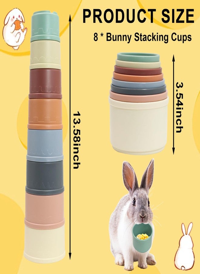 lenpestia 8 PCS Bunny Toys Stacking Cups Bunny Cups Stackable Guinea Pig Stacking Cups Colorful Reusable Rabbit Toys for Rabbit Guinea Pig Hiding Food Playing - Image 2