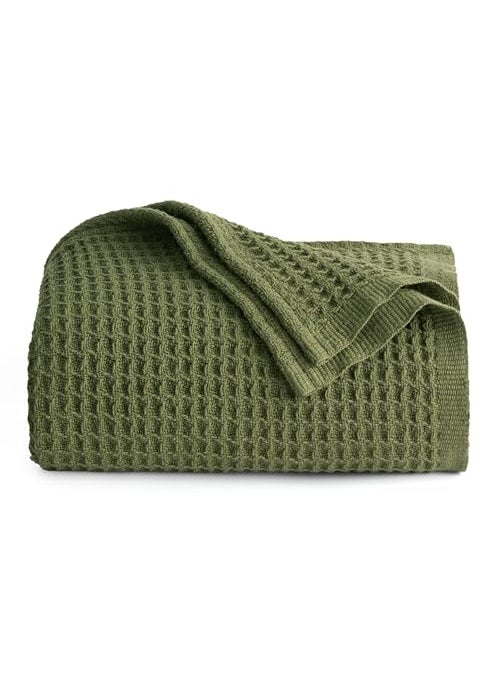 Bedsure Bedsure 100 Cotton Blanket Twin XL Size for Bed  Breathable and Soft Waffle Weave Blanket for Summer Spring Olive Green 66x90 inches 