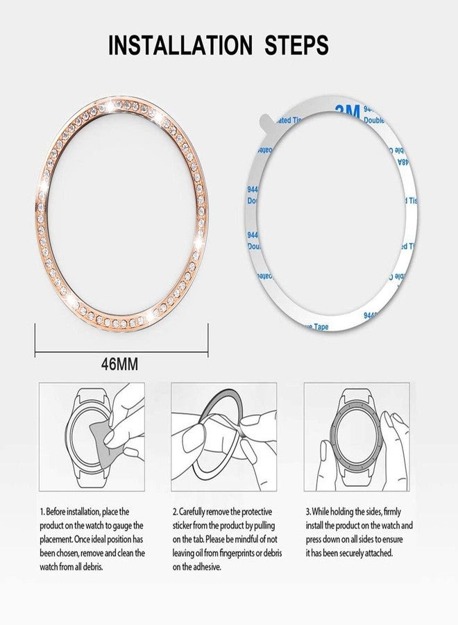 DEALELE Band Compatible with Galaxy Watch 46mm, 22mm Full Diamond Stainless Steel Metal Strap with Bezel Ring Cover Strap Replacement for Samsung Gear S3 Frontier / Classic Women Men (Rose gold) - Image 5