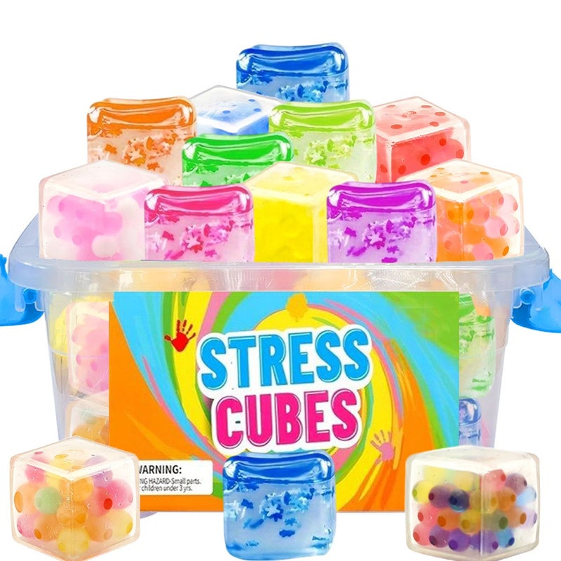 17pcs Mixed Assorted Stress Cubes Bulk Slow Rising Ice Cubes Sensory Squeeze Cubes Party Favors Gift for Her Him Classroom Prizes Birthday Party Favors Goodie Bag Fillers Random Colors - Image 1