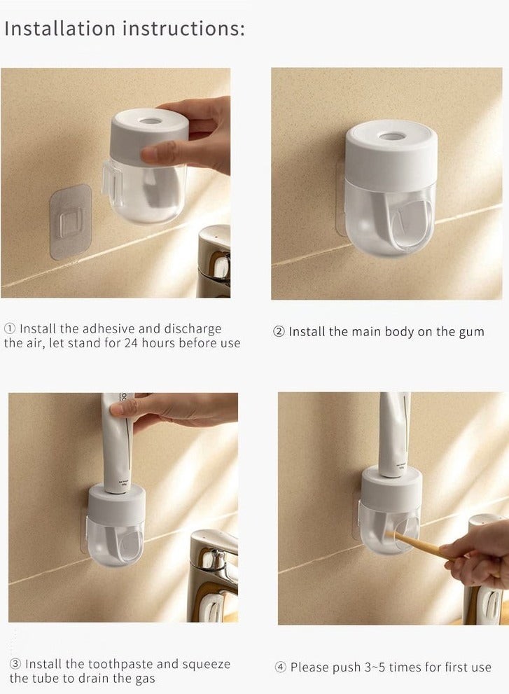 joyzzz Toothpaste Dispenser, Wall Mounted Automatic Toothpaste Squeezer for Kids and Adults, with Strong Adhesive Sticky Hook, White - Image 3
