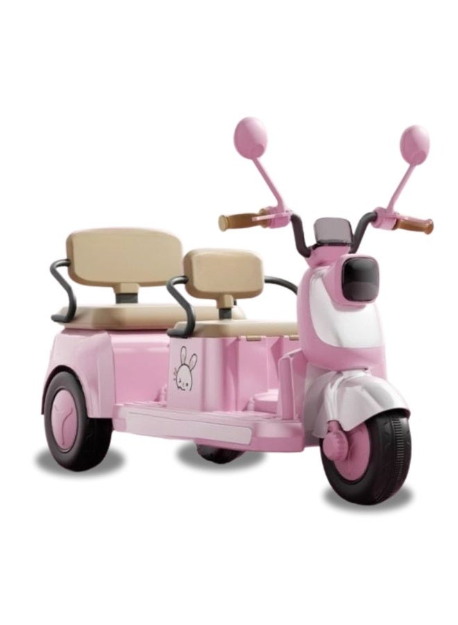 Kids Electric 3-Wheel Ride-On Motorcycle with 2-Seater, Built-in Music & LED Lights, Pink - Image 1
