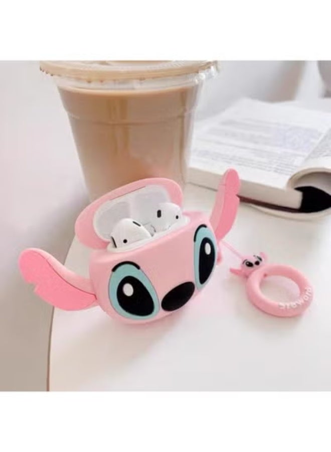 فكرة غطاء سيليكون ناعم ولطيف من Fekra متوافق مع Apple AirPods من الجيل الرابع (2024) — غطاء يوفر حماية كاملة بزاوية 360 درجة ومقاوم للغبار والصدمات ومزود بخطاف (الغطاء فقط) (لون وردي مخيط) - Image 1
