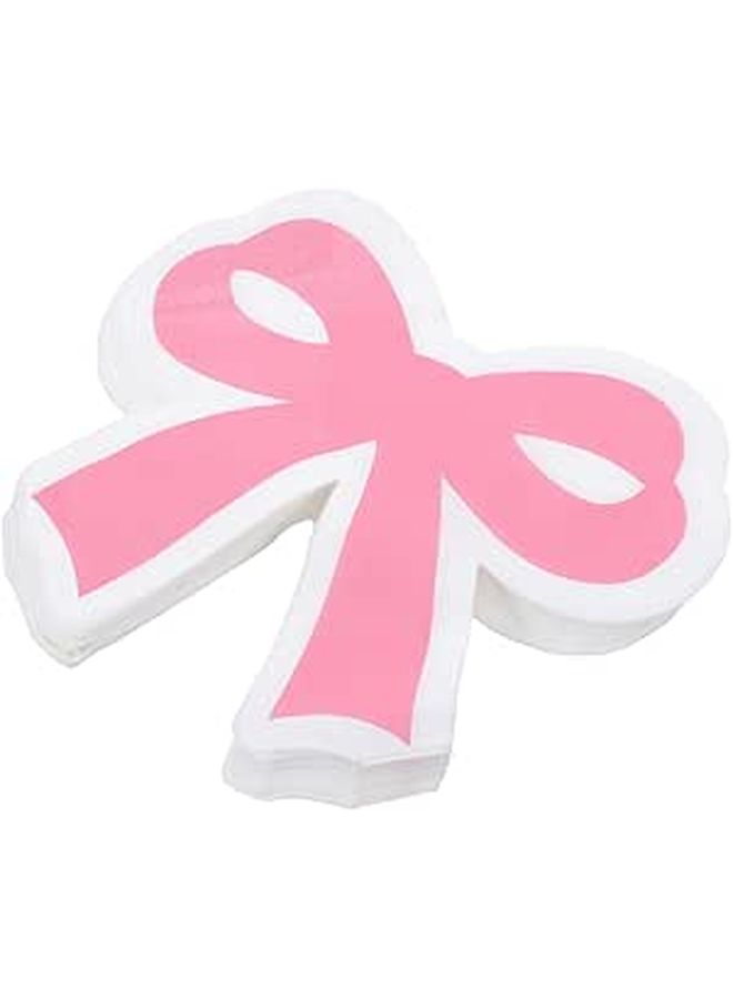 Pink Bow Paper Napkins 40 Count Disposable High Absorbency For Birthday Tea Parties - Image 1