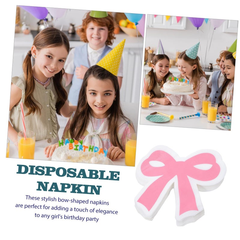 Pink Bow Paper Napkins 40 Count Disposable High Absorbency For Birthday Tea Parties - Image 4