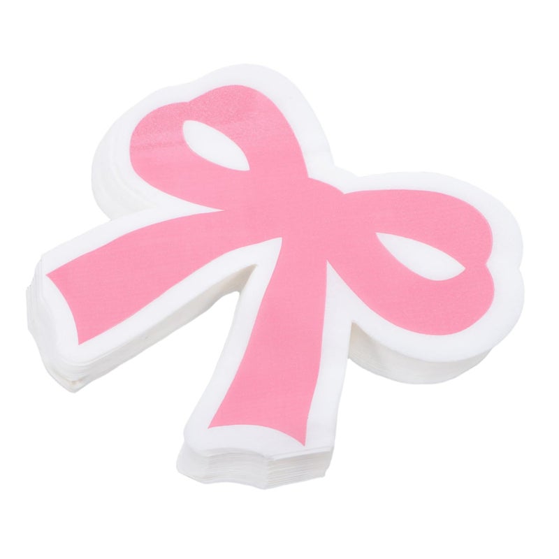 Pink Bow Paper Napkins 40 Count Disposable High Absorbency For Birthday Tea Parties - Image 2