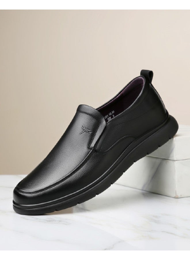 RED DRAGONFLY 【leap Month Shoes】 أحذية رجالية شتوية وخريفية مبطنّة بالفرو، أحذية جلدية عادية، ماركة رجالية، أحذية انزلاق، جلد طبيعي، لوفير للأعمال، أحذية كسولة - Image 1