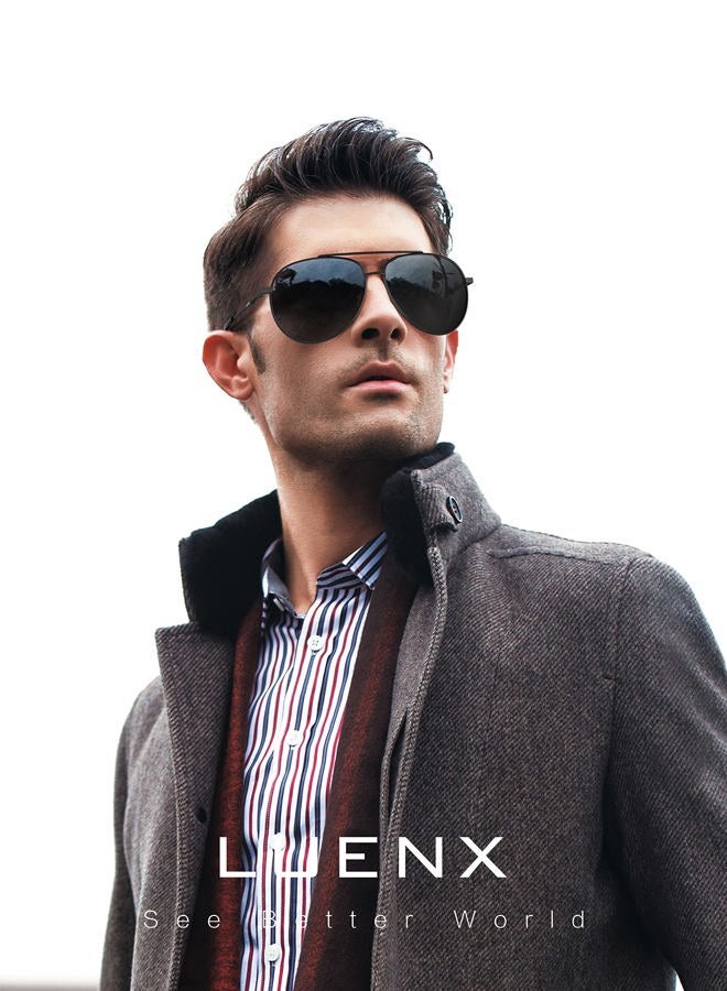 LUENX Aviator Sunglasses for Men Women Polarized - UV400 Protection, Stylish Shades, Driving, Outdoor Activities, Black, L - Image 2