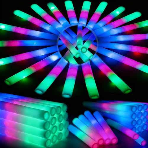 HONLYNE 44 PCS Foam Glow Sticks with 3 Modes Colorful Flashing Foam Light Up Sticks LED Light Sticks Glow Sticks Party Pack for New Year Wedding Raves Concert Christmas - Image 1