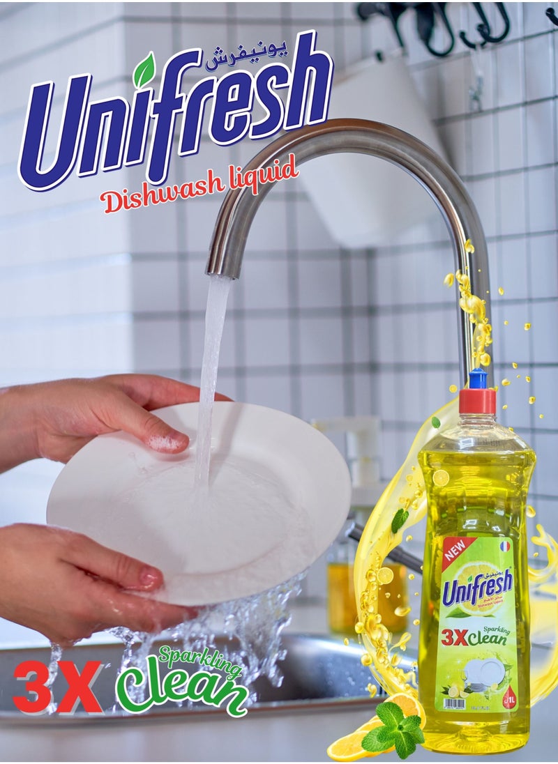 Unifresh Dishwashing Liquid Lemon 1L SW3 – Powerful Grease Cutter, Fresh Lemon Scent, for Sparkling Clean Dishes  - Image 4