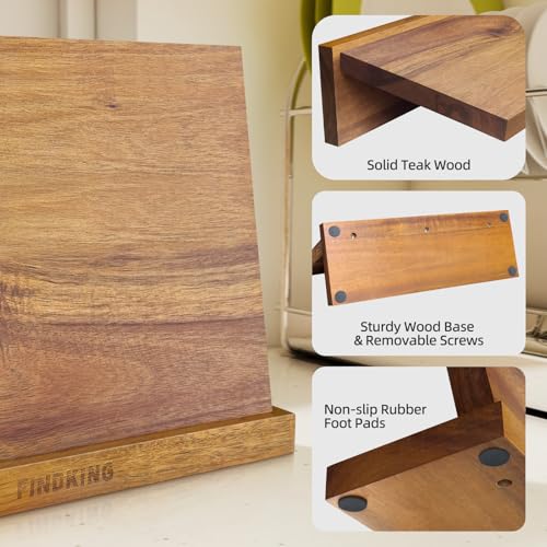 FINDKING Magnetic Knife Block, Teak Wood Utensils Holder, Strong Magnet Stand for Kitchen Counter (10.8 x 8 Inches, Without Knives) - Image 5