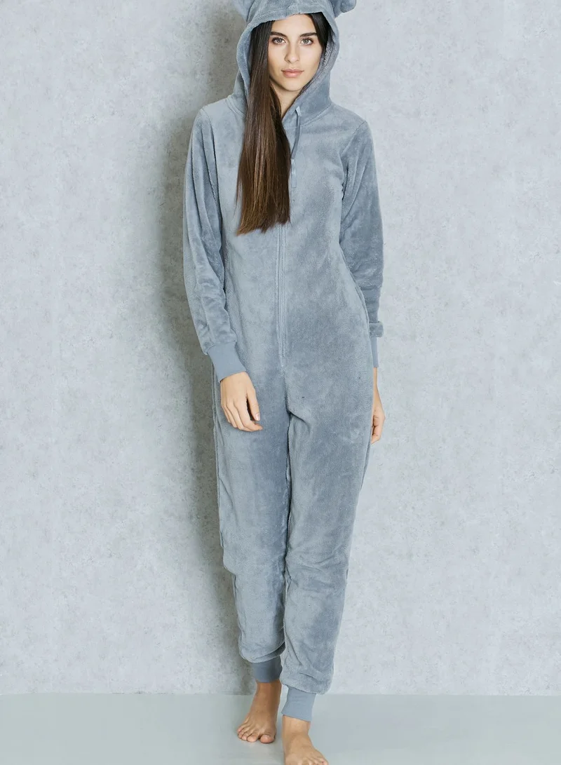 Outdoor Velour Hooded Onesie
