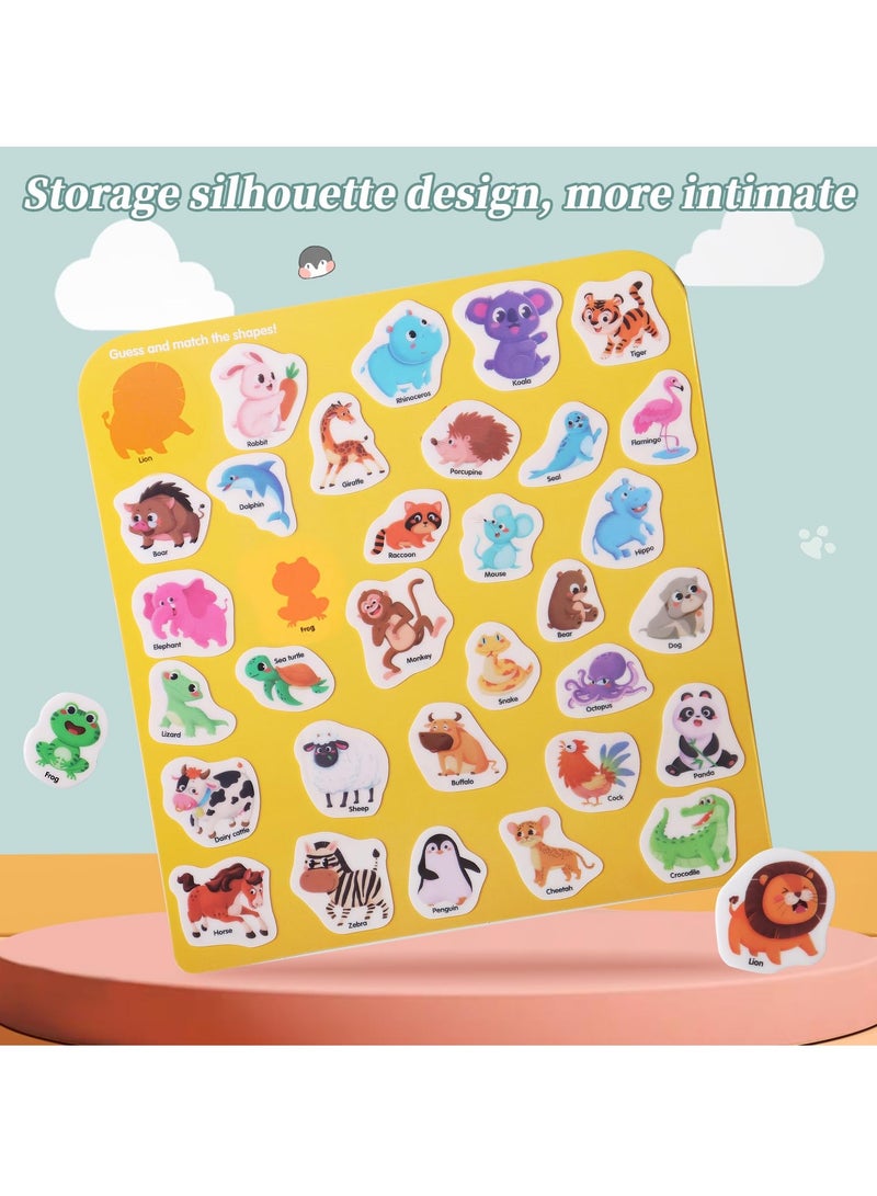 SOLARAE Jelly Stickers Book for Kids 2-4, Reusable Stickers, 4 Scenes Animals, Dinosaurs, Letters, Vegetables and Fruits, Restickable Sticker Book for Kids - Image 4
