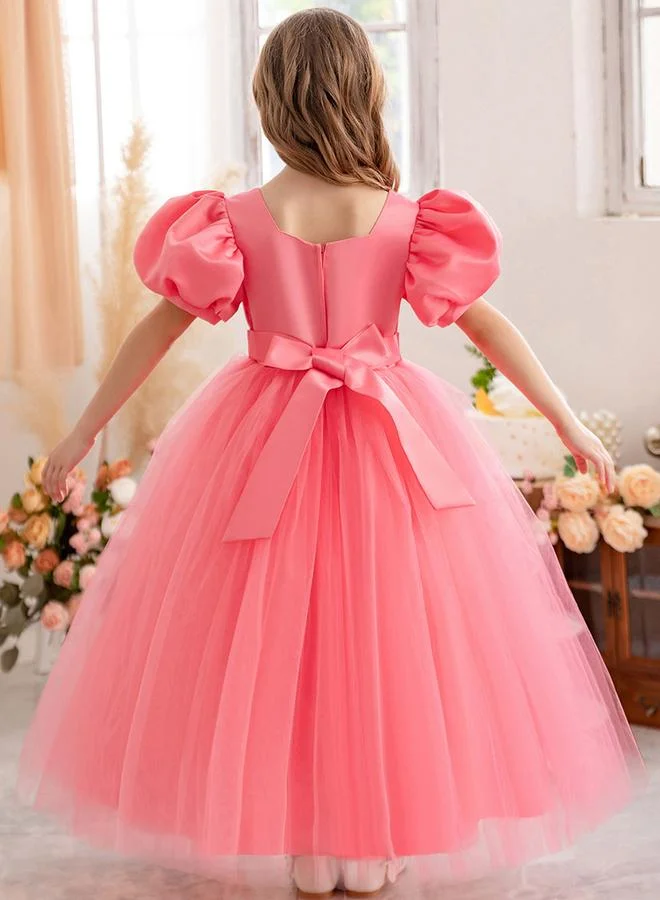 تايك تو Mesh Insert Bow Detail Pleated Dress