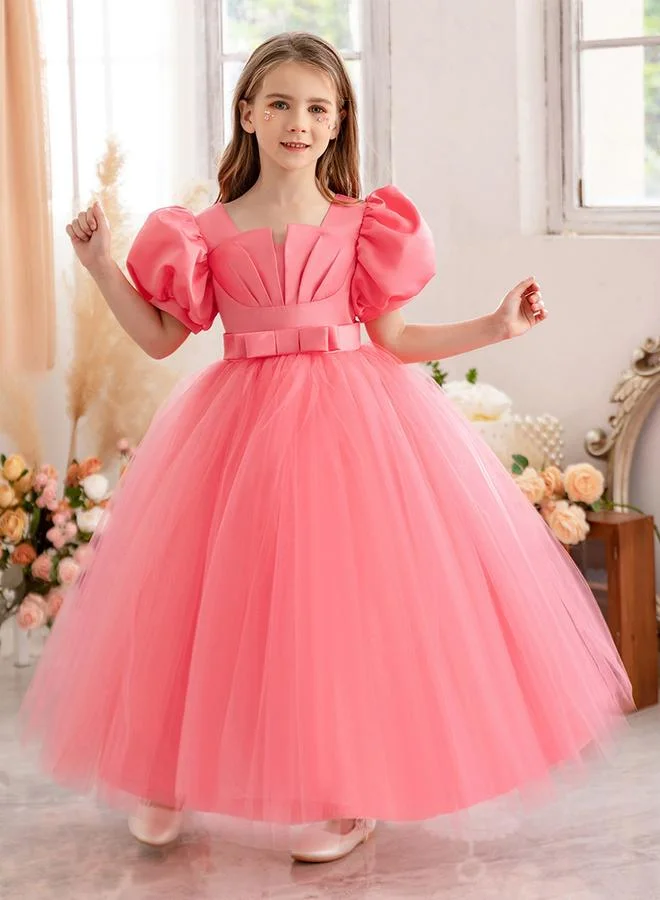 تايك تو Mesh Insert Bow Detail Pleated Dress