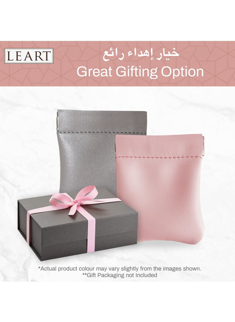 LeArt Leather Squeeze Coin Pouch for Men & Women | Coin Purse | Coin Holder | For Coins, Keys, Earphones, Cards, AirPods, Rosary | Great Gifting Option (Pink)  - Image 5