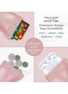 لي آرت حافظة عملات جلدية للرجال والنساء | محفظة عملات | حامل عملات | لحفظ العملات، المفاتيح، سماعات الأذن، البطاقات، AirPods، المسبحة | خيار رائع للهدايا (وردي)  - Image 2