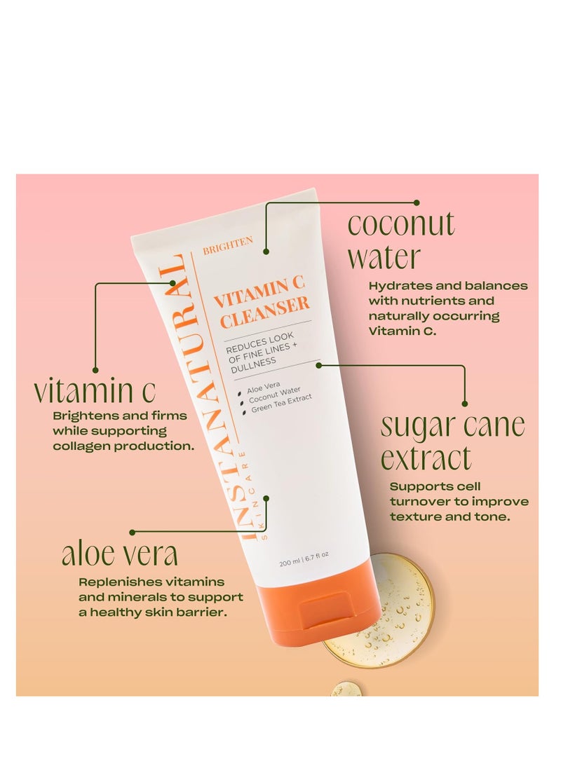 Instanatural InstaNatural Vitamin C Cleanser Face Wash, Brightens and Reduces Signs of Aging, Fine Lines and Uneven Texture, with Coconut Water and Aloe Vera, 6.7 FL Oz  - Image 3