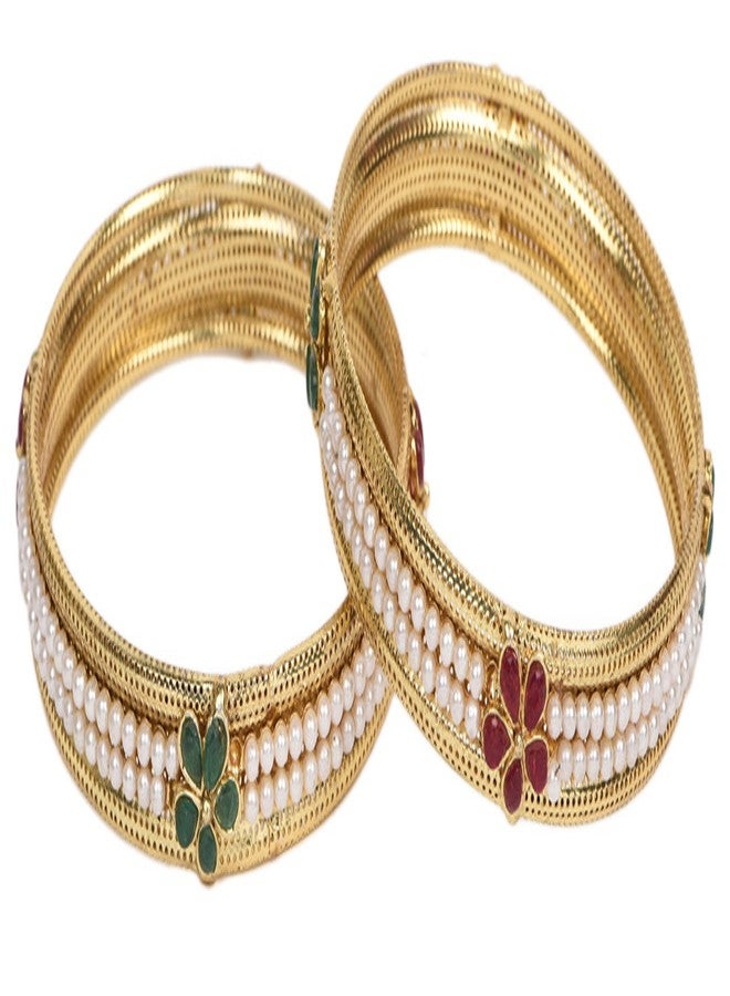 Shining Diva Latest Traditional Design Gold Plated Bangle for Women (Golden) (7602b)