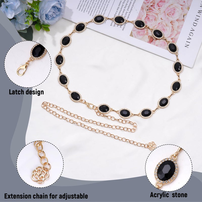 phnydreg Black Chain Belt Black Western Belt for Women Metal Cowgirl Waist Belt for Dresses Jeans - Image 3