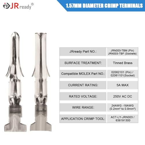 JRready ST6410 Standard .062" Pin and Socket Connectors 9-Circuits(4 Matched Sets),3.68mm Pitch,Compatible with Molex Standard .062" 9 Pin Male& Female Connector 18-24 AWG,Free Hanging - Image 5