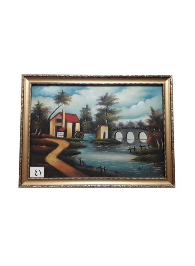 Landscape Painting Bridge And Road Oil Painting 57 X 77 Cm