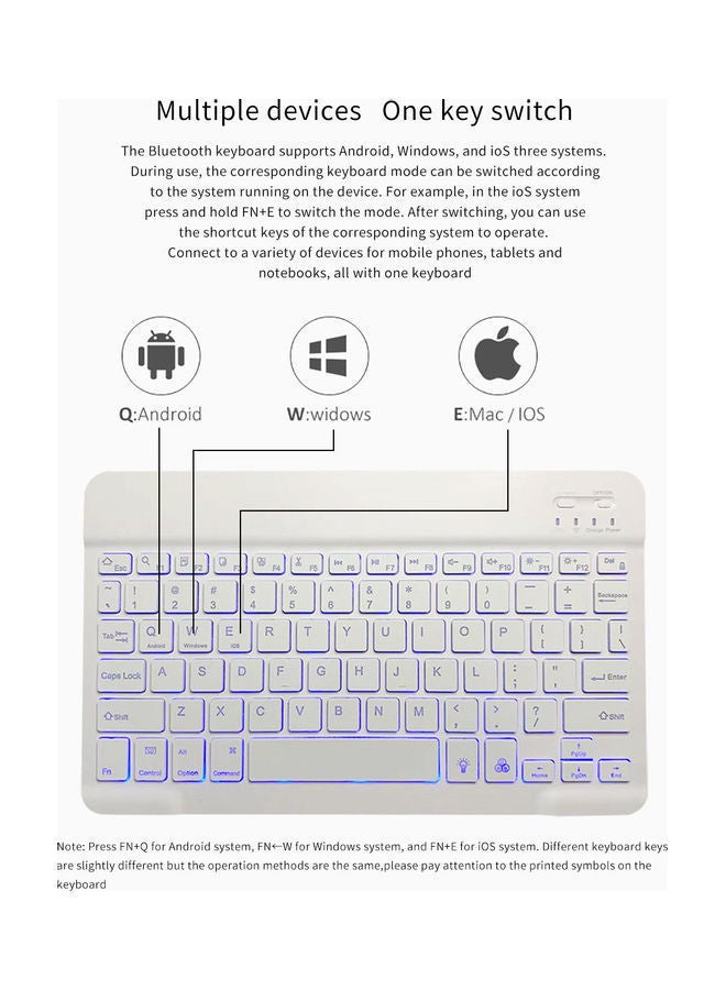 NIBEMINENT Wireless Bluetooth Keyboard for Mac/IOS, Android and Windows Tablet White  - Image 5