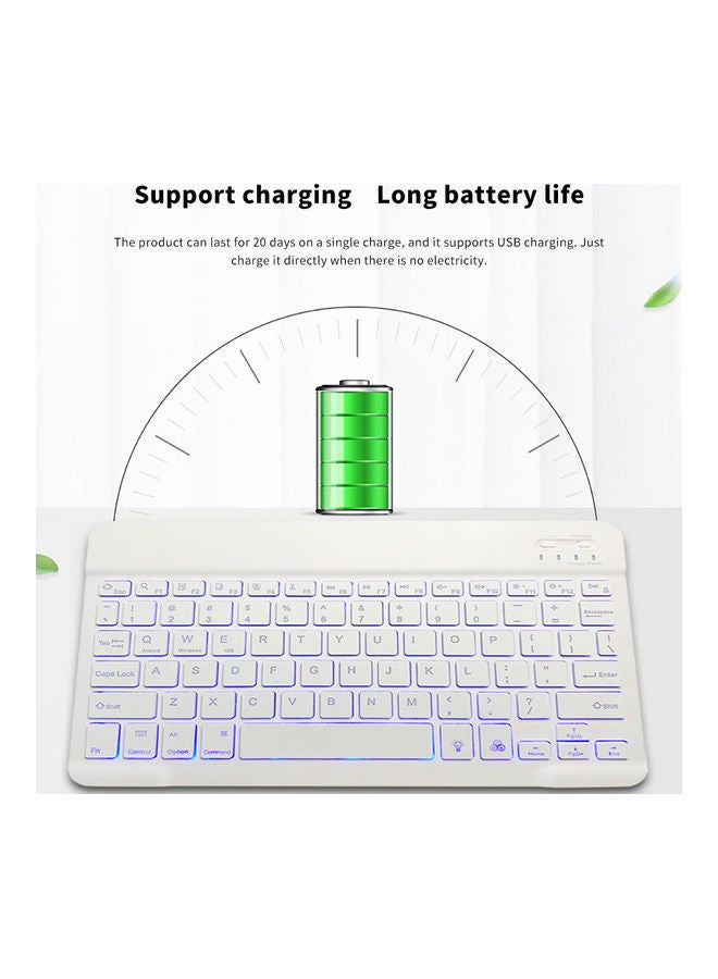 NIBEMINENT Wireless Bluetooth Keyboard for Mac/IOS, Android and Windows Tablet White  - Image 4