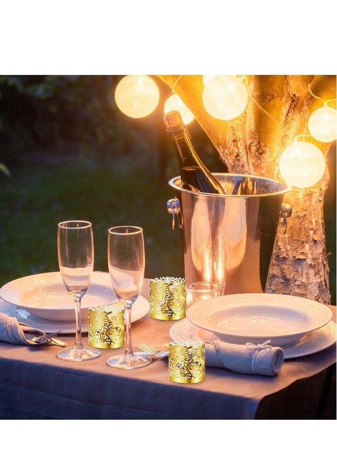 Tealight Votive Wrap Votive Candle Holders Laser Cutting Paper Candle Holder for Table LED Tealight Decor Party Wedding Gold 100 Pieces - Image 5
