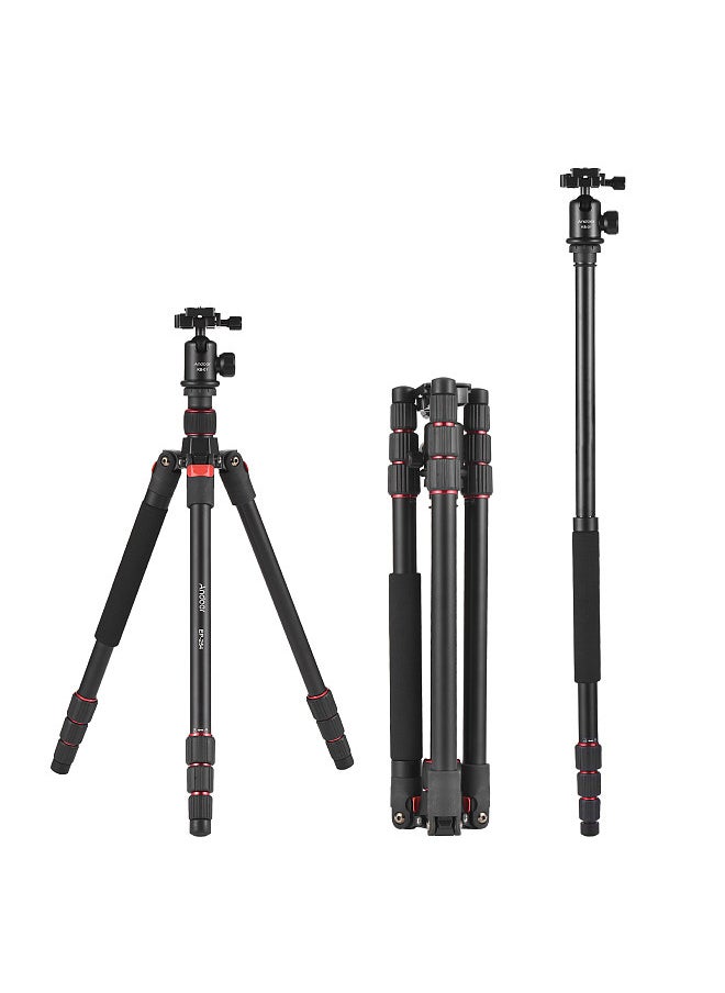 ANDOER - Andoer 153cm/60in Portable Camera Tripod Stand Aluminum Alloy with Detachable Monopod 360°Rotatable Ball Head 10kg/22lbs Load Capacity with Carry Bag for DSLR Camera Camcorder Smartphone - Image 1