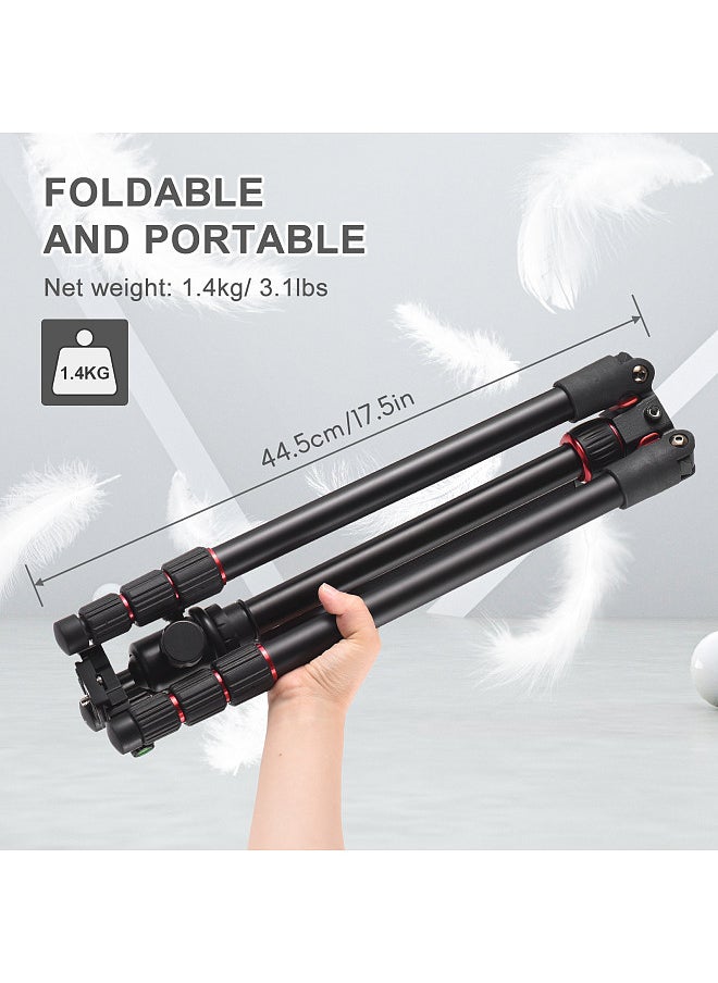 ANDOER - Andoer 153cm/60in Portable Camera Tripod Stand Aluminum Alloy with Detachable Monopod 360°Rotatable Ball Head 10kg/22lbs Load Capacity with Carry Bag for DSLR Camera Camcorder Smartphone - Image 1