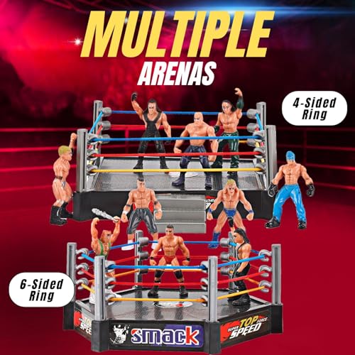 Liberty Imports Ultimate 32-Piece Wrestling Miniature Toys for Kids Pretend Play, Wrestler Figures with 2 Rings & Realistic Accessories for Boys and Girls, Great for Cake Toppers, Parties - Image 4
