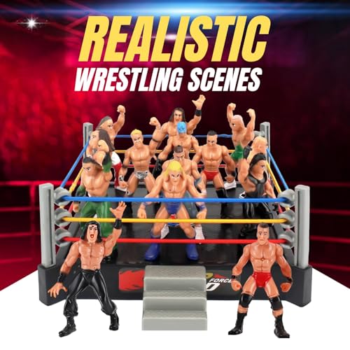 Liberty Imports Ultimate 32-Piece Wrestling Miniature Toys for Kids Pretend Play, Wrestler Figures with 2 Rings & Realistic Accessories for Boys and Girls, Great for Cake Toppers, Parties - Image 3