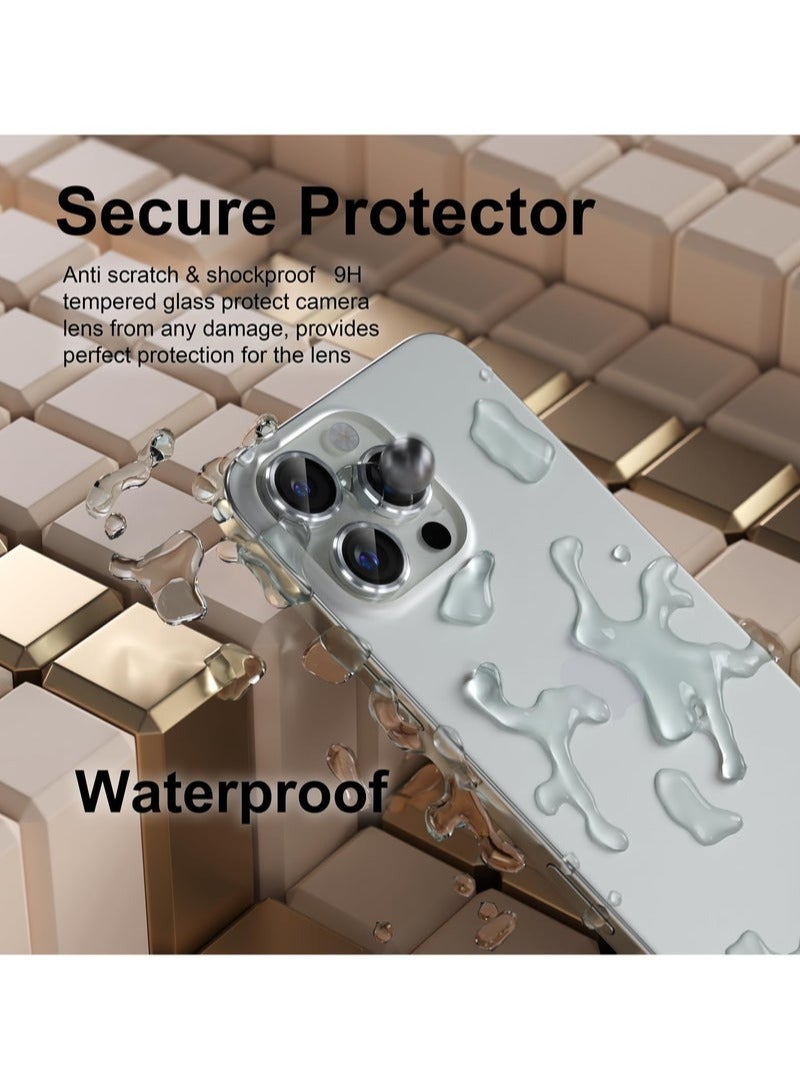 KIIUMI Camera Lens Protector for iPhone 16 Pro and iPhone 16 Pro Max , 9H Tempered Glass Metal Individual Ring Cover, HD Clear, 3-PCS silver - Image 2