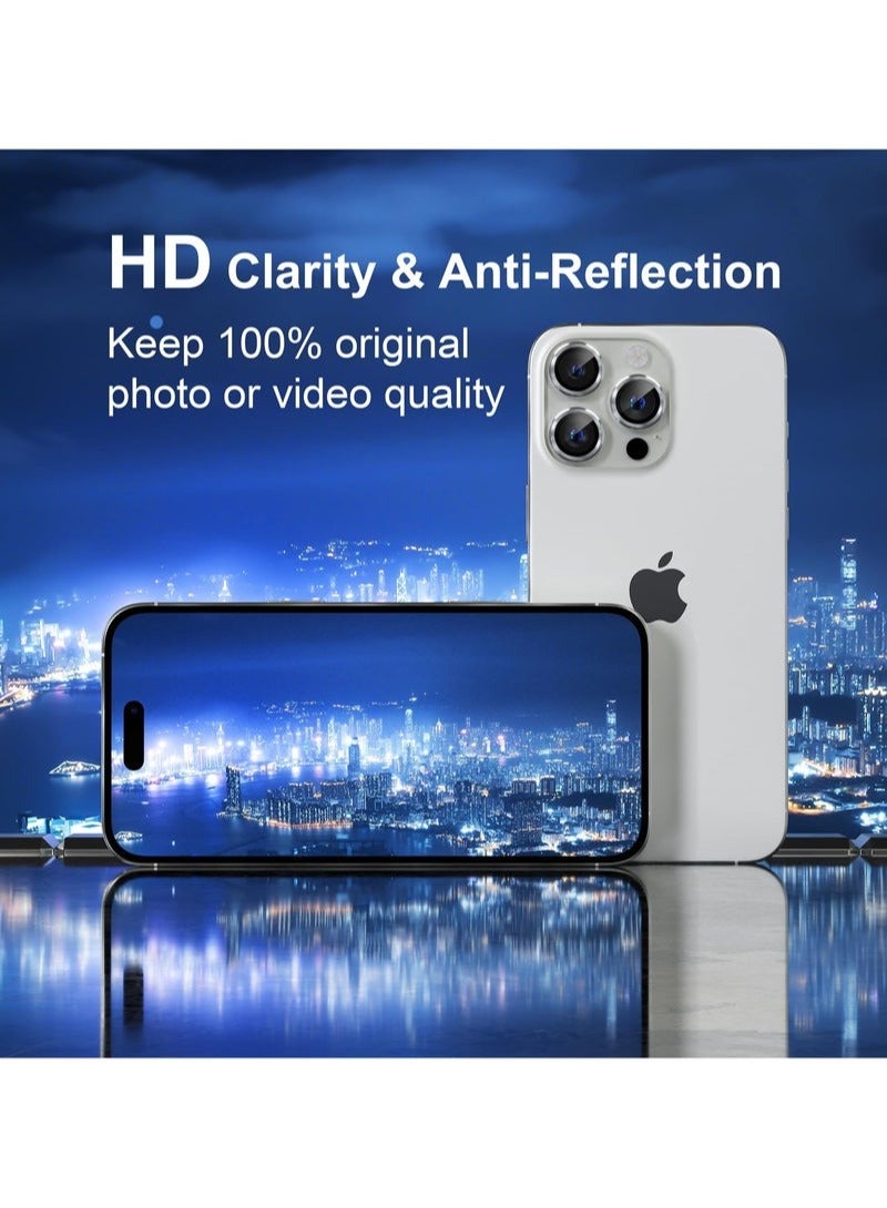KIIUMI Camera Lens Protector for iPhone 16 Pro and iPhone 16 Pro Max , 9H Tempered Glass Metal Individual Ring Cover, HD Clear, 3-PCS silver - Image 5