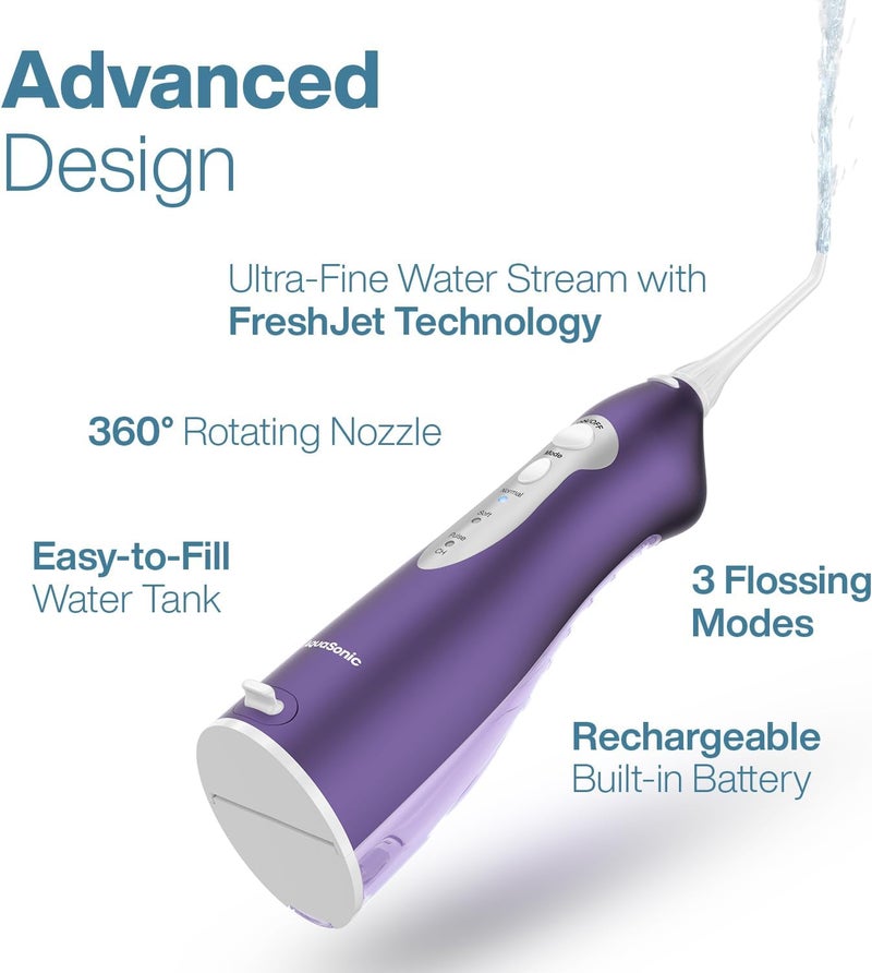Aquasonic Water Flosser - Cordless Rechargeable Water Flossers for Teeth Cleaning - Waterproof Aqua Flosser, Portable Oral Irrigator for Dental Cleaning with 5 Jet Tips – Braces Home Travel - Image 3