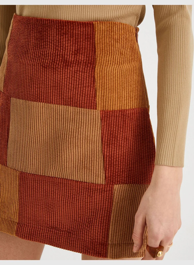 KOTON Color Block Mini Skirt