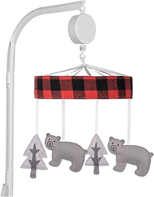 Trend Lab Sammy & Lou Lumberjack Plaid Baby Crib Mobile with Music, Crib Mobile Arm Fits Standard Crib Rail - Image 1