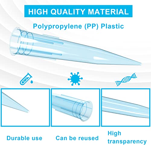 ONiLAB Pipette Tips 1000 UL/ 1mL 500 PCS Clear Blue Laboratory Universal Plastic Liquid Pipettor Tips Polypropylene (PP) Autoclavable - Image 3