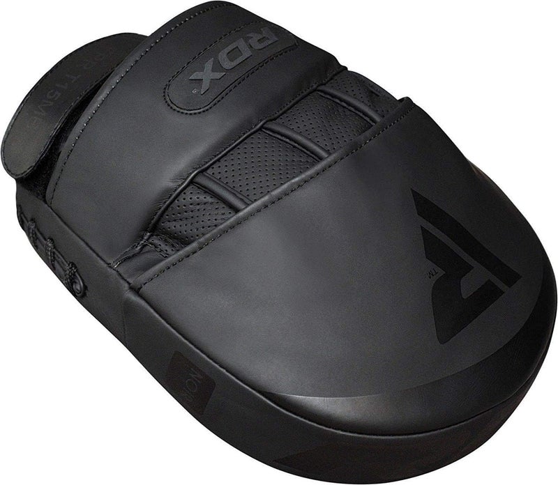 Rdx Boxing Pads Focus Mitts, Convex Skin Leather Curved Hand Pad with Adjustable Strap, Hook and Jab Hand Strike Shield for MMA, Martial Arts, Punching Target, Muay Thai Training Matte Black - Image 4