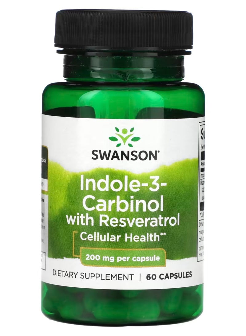 SWANSON Indole-3-Carbinol with Resveratrol, 200 mg, 60 Capsules
