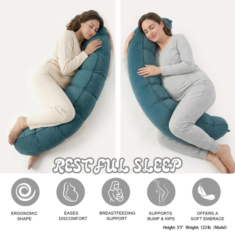 Ailuteie Peallow(Pat. Pend) â€“ Long Round Body Pillow for Adults, Bolster Pillow for Sleeping, Soft and Supportive Pillow for Sleeping & Lumbar Support (Slate Blue,59") - Image 5