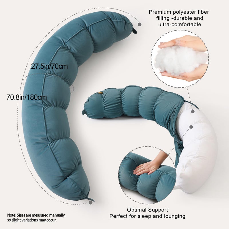 Ailuteie Peallow(Pat. Pend) â€“ Long Round Body Pillow for Adults, Bolster Pillow for Sleeping, Soft and Supportive Pillow for Sleeping & Lumbar Support (Slate Blue,59") - Image 3