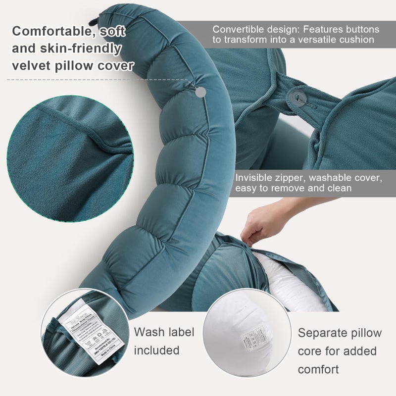 Ailuteie Peallow(Pat. Pend) â€“ Long Round Body Pillow for Adults, Bolster Pillow for Sleeping, Soft and Supportive Pillow for Sleeping & Lumbar Support (Slate Blue,59") - Image 4