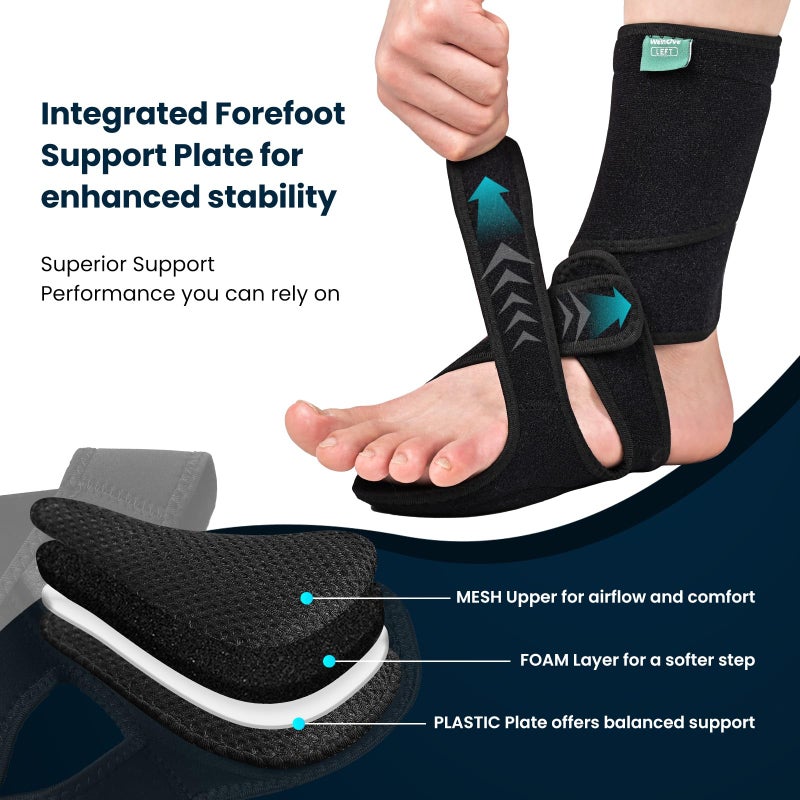 Welnove 2 Pack Drop Foot Brace with Arch Supportï¼ŒAFO Ankle Brace for Walking ï¼ŒRelieve The Instability of Lower Limbs by Foot Drop, MS, Spinal Cord Injury (Include Left and Right, FSA HSA Eligible) - Image 4