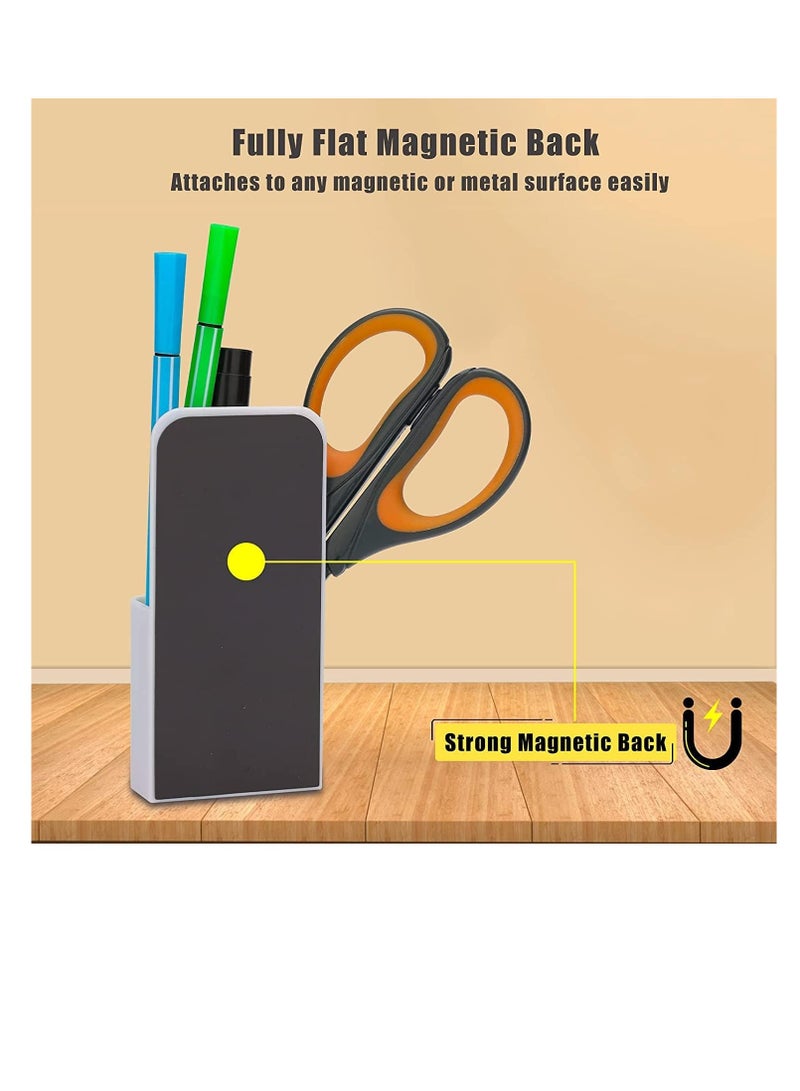 FengSVMA 2pcs Magnetic Pen Marker Holders, Dry Erase Marker Magnetic Cup Holder Organizer Home Office Supplies for Refrigerator Whiteboard Locker (White) - Image 2