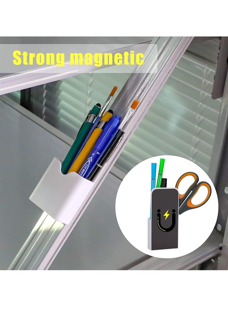 FengSVMA 2pcs Magnetic Pen Marker Holders, Dry Erase Marker Magnetic Cup Holder Organizer Home Office Supplies for Refrigerator Whiteboard Locker (White) - Image 5